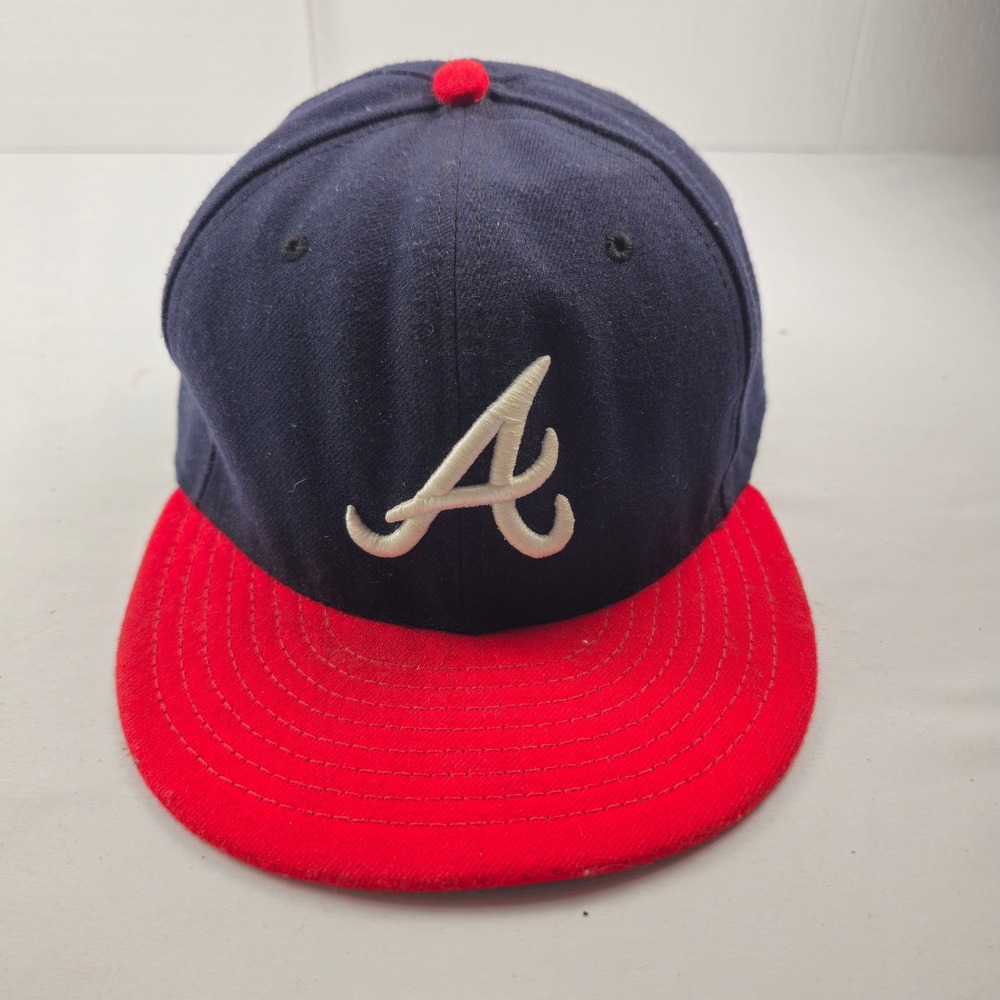 New Era Atlanta Braves Authentic Collection On-Field Cap Hat 7 7/8 Navy Red